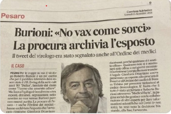 burioni offende no vax sorci