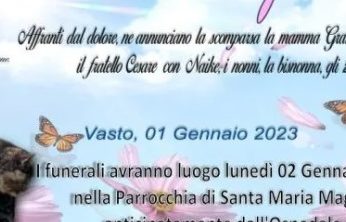 Una bambina di soli 8 anni, Pamela Battaglia, è morta per un "malore improvviso" la mattina di Capodanno. È accaduto a Vasto, provincia di Chieti. Inutili i soccorsi.