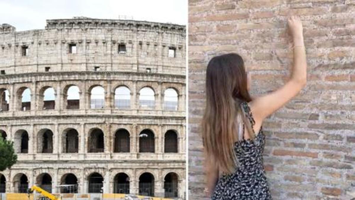 Colosseo genitori turista vandala