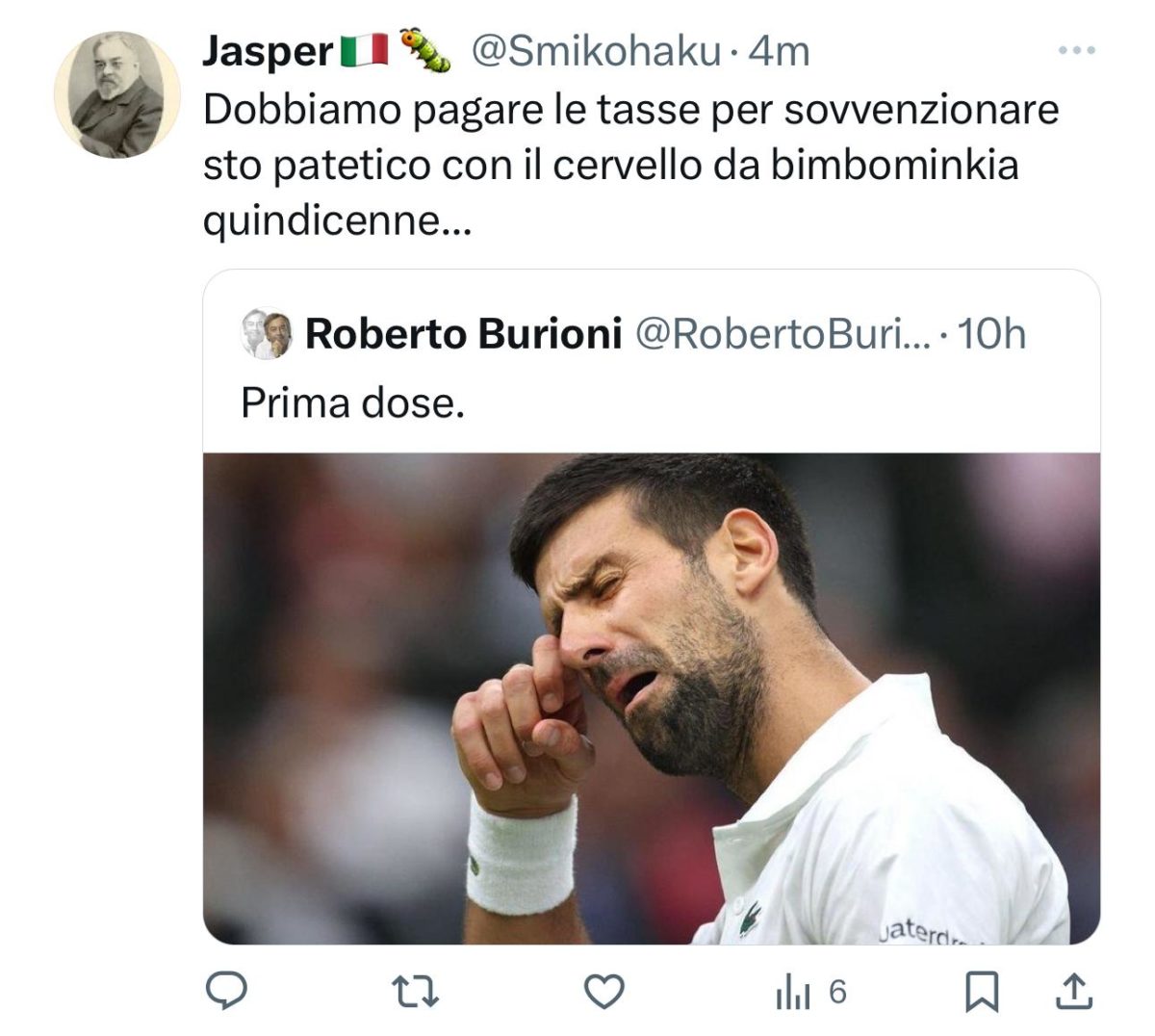 Burioni Djokovic Sinner tweet